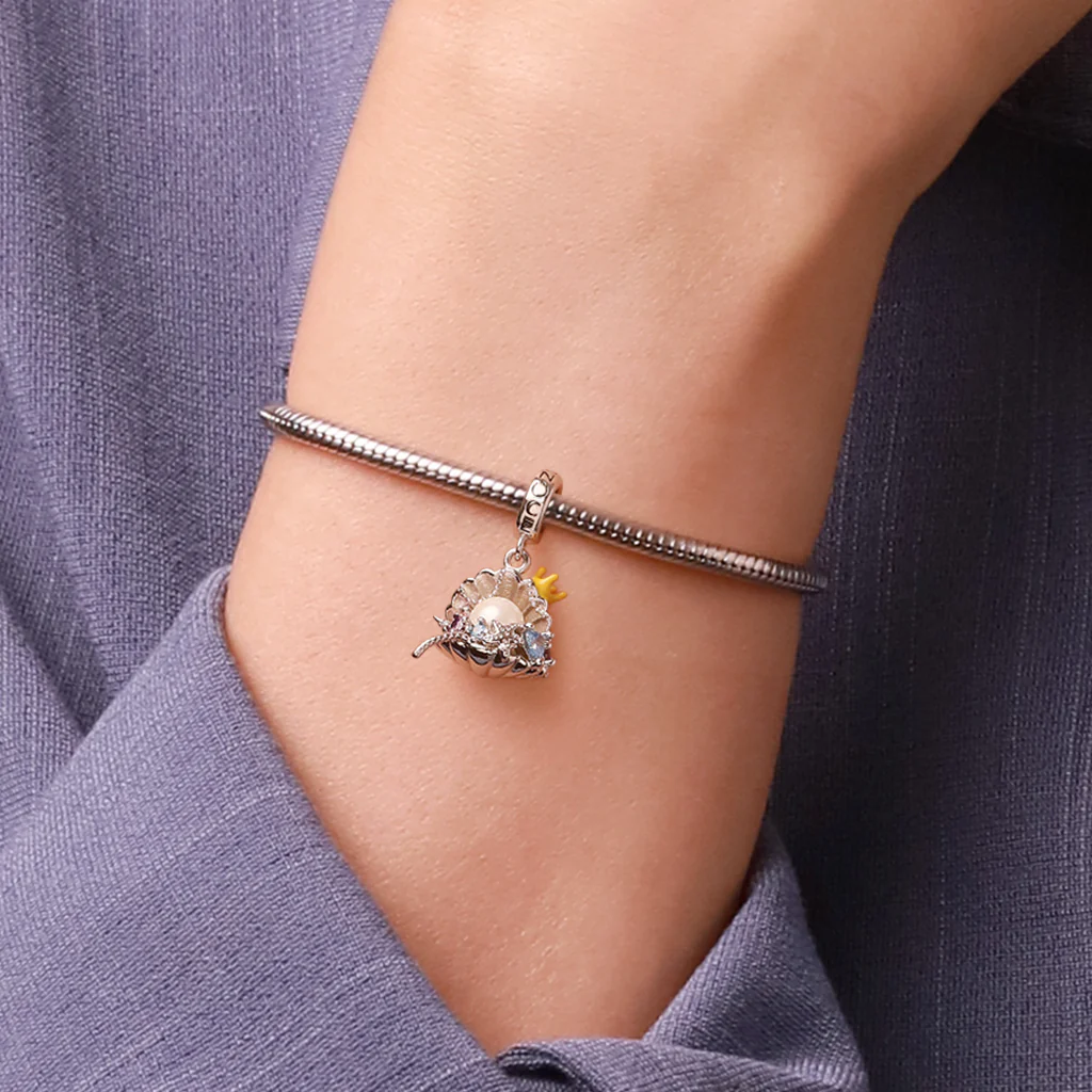 Gnoce Undersea Treasure Pearl Shell Charm Platinum-plated Silver Blend - Image 6