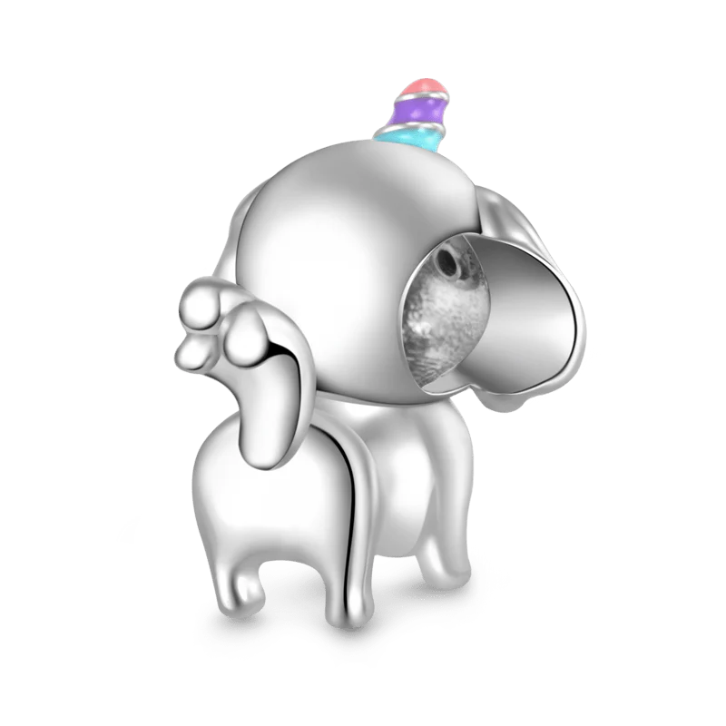 Gnoce Unicorn Dog Embraces Heart Gem Charm Platinum-plated Silver Blend - Image 2