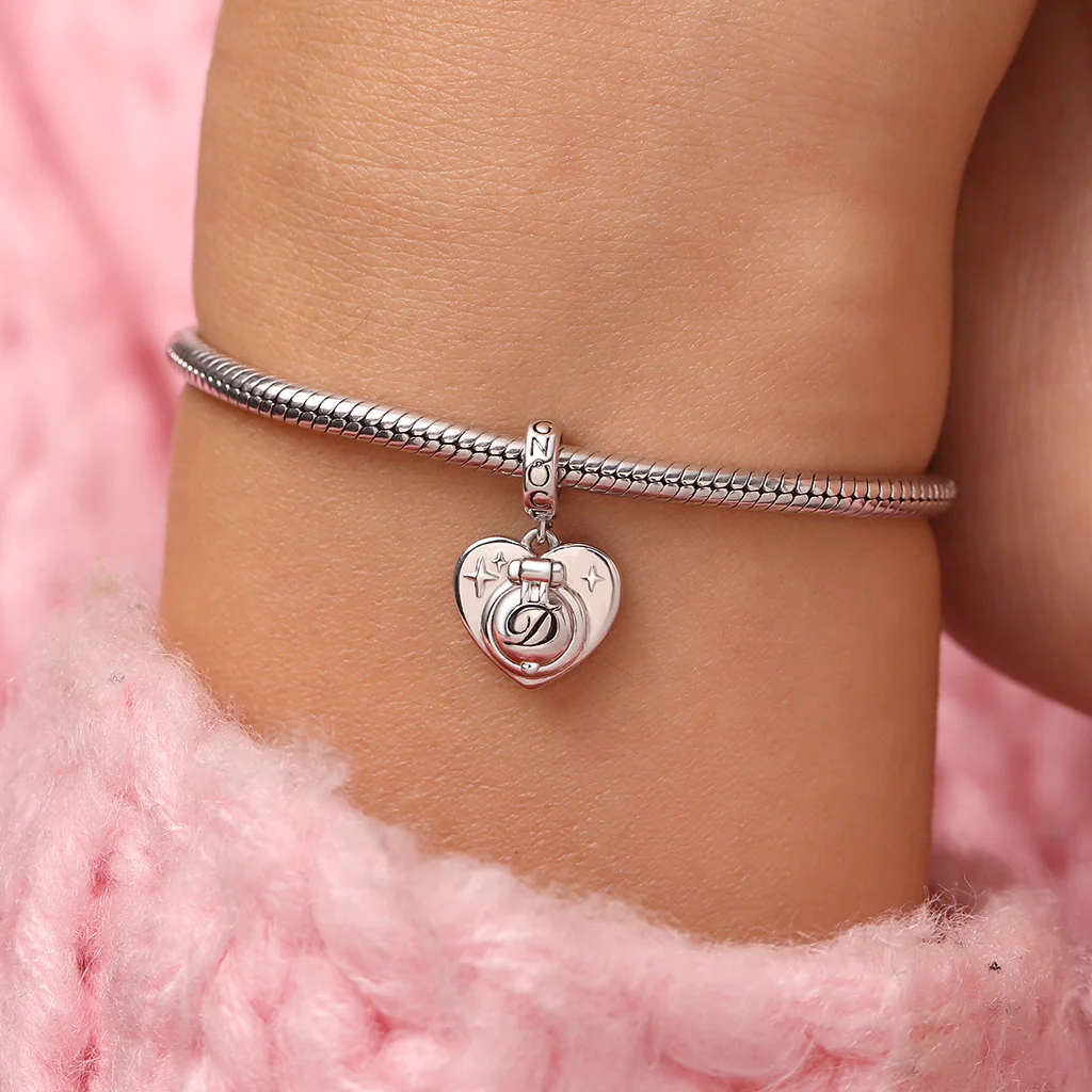 Gnoce Beating Heart Engravable Charm Platinum-plated Silver Blend - Image 8