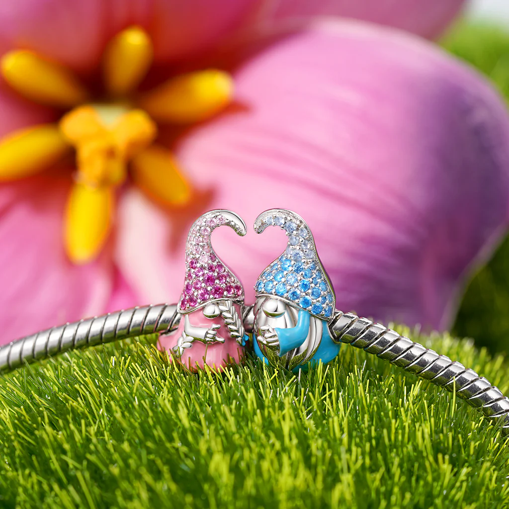 Gnoce Couple Gnome Girl Love Charm Platinum-plated Silver Blend - Image 4