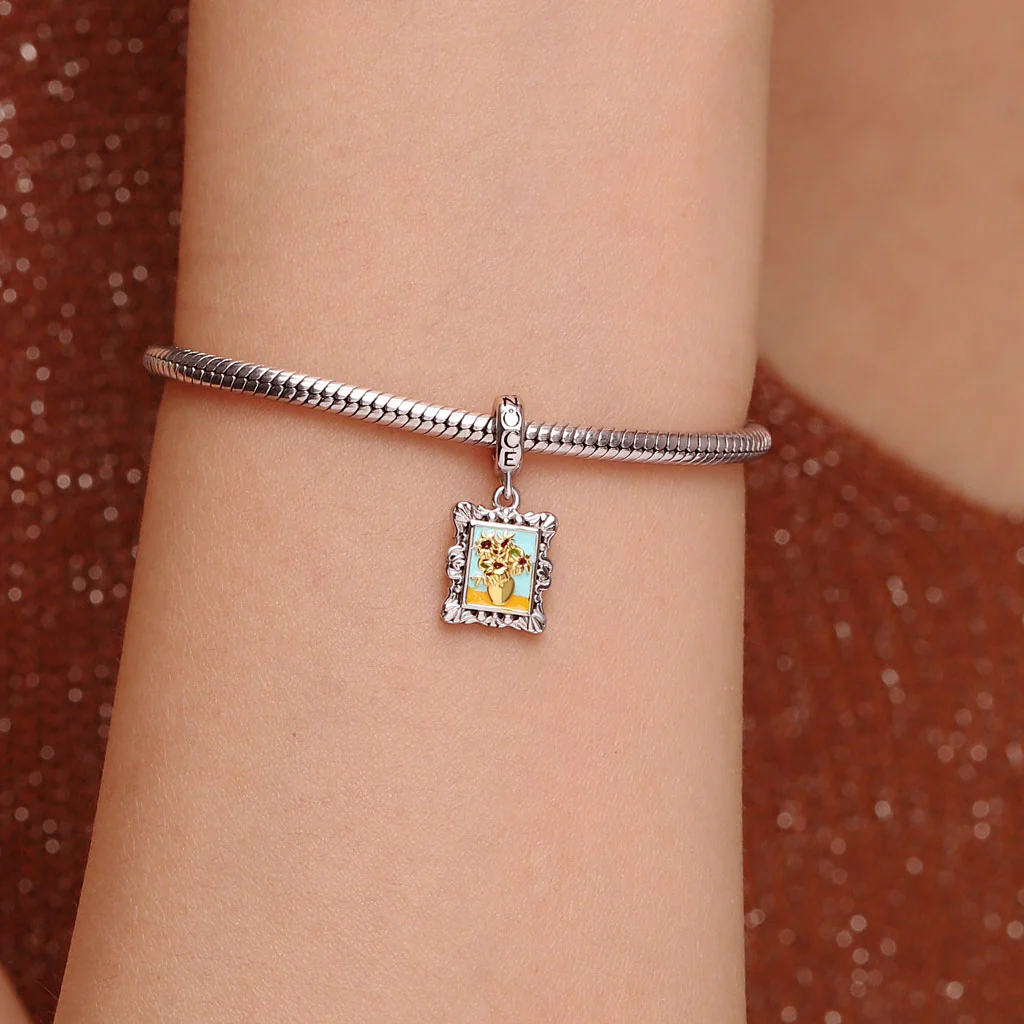 Gnoce Van Gogh Sunflowers Frame Charm Platinum-plated Silver Blend - Image 6