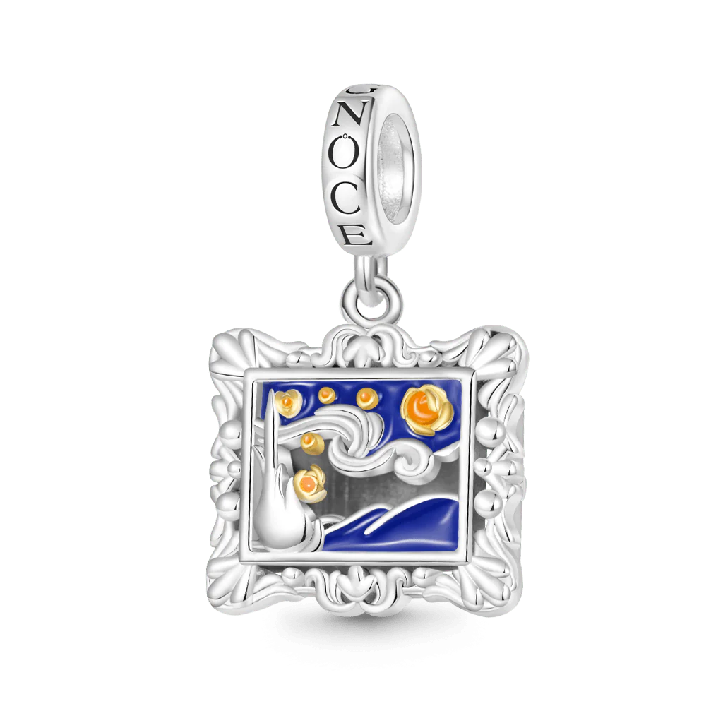 Gnoce Van Gogh's Starry Night Charm Platinum-plated Silver Blend - Image 2