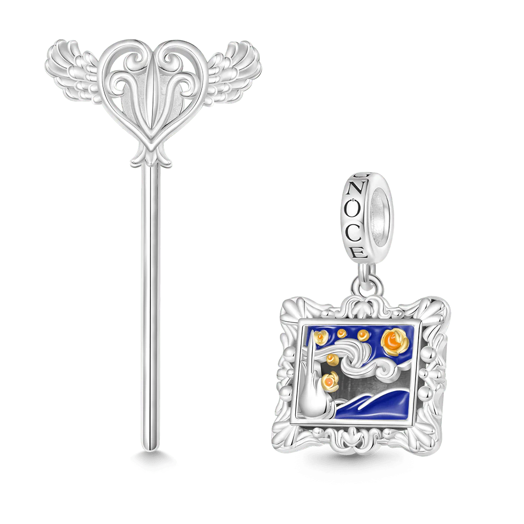 Gnoce Van Gogh's Starry Night Charm Platinum-plated Silver Blend - Image 3