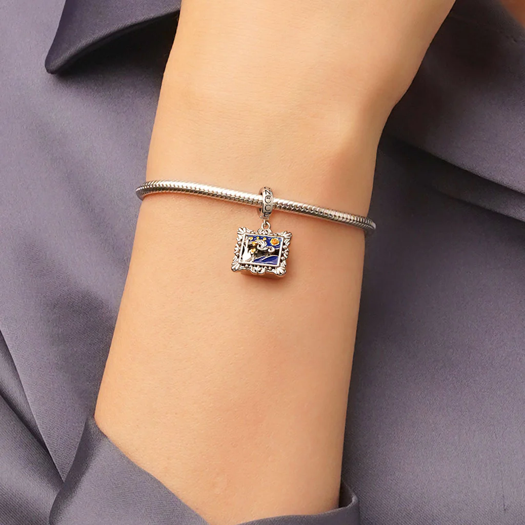Gnoce Van Gogh's Starry Night Charm Platinum-plated Silver Blend - Image 7