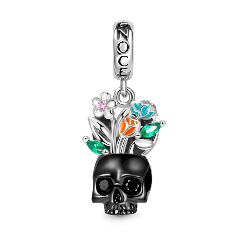 Gnoce Vase Skull Charm Platinum-plated Silver Blend
