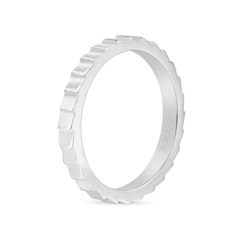Gnoce Minimalist Vertical Stripe Band Ring Platinum-plated Silver Blend - Image 2