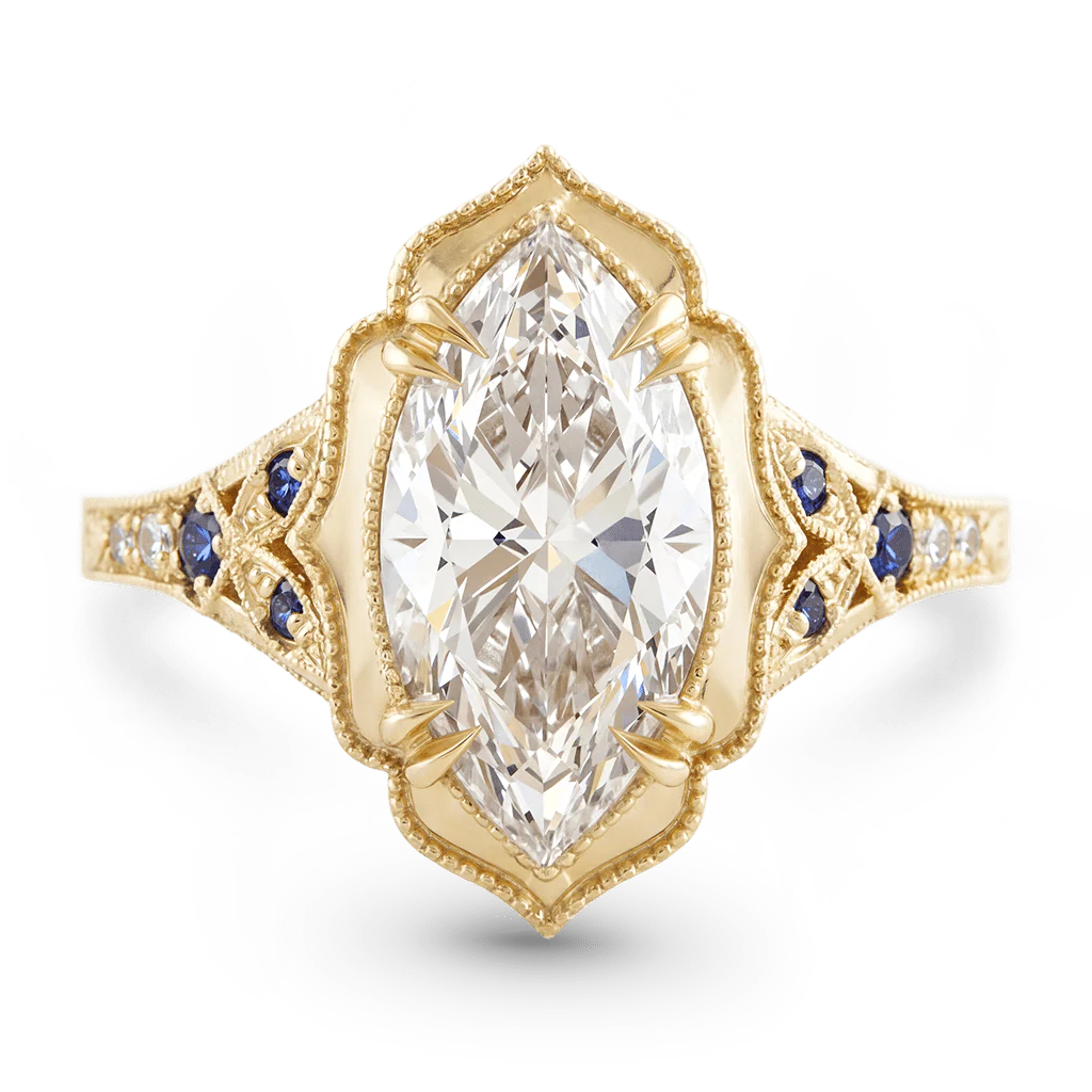 Gnoce  Victorian Style Marquise-Cut Engagement Ring