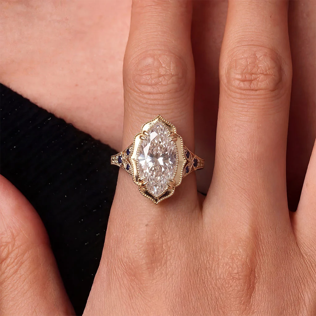 Gnoce  Victorian Style Marquise-Cut Engagement Ring - Image 2