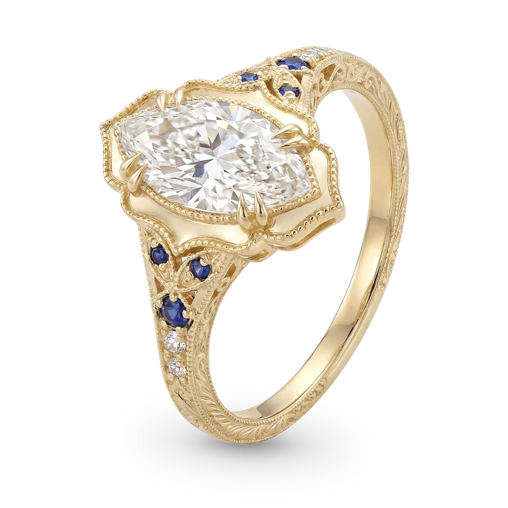 Gnoce  Victorian Style Marquise-Cut Engagement Ring - Image 4