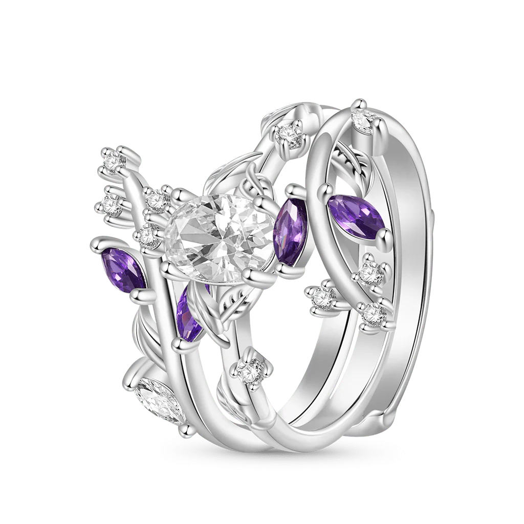 Gnoce Vine Wrap Oval Rings Platinum-plated Silver Blend - Image 3