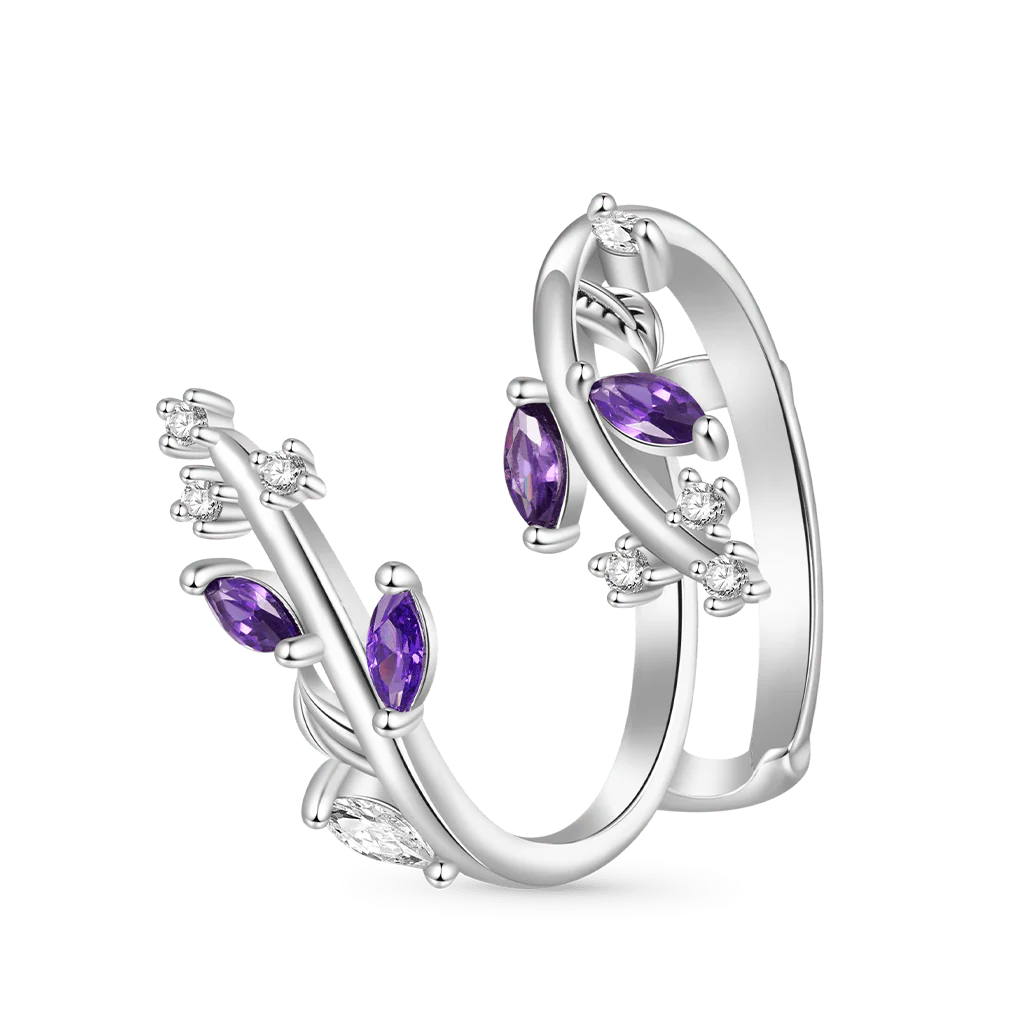 Gnoce Vine Wrap Oval Rings Platinum-plated Silver Blend - Image 5