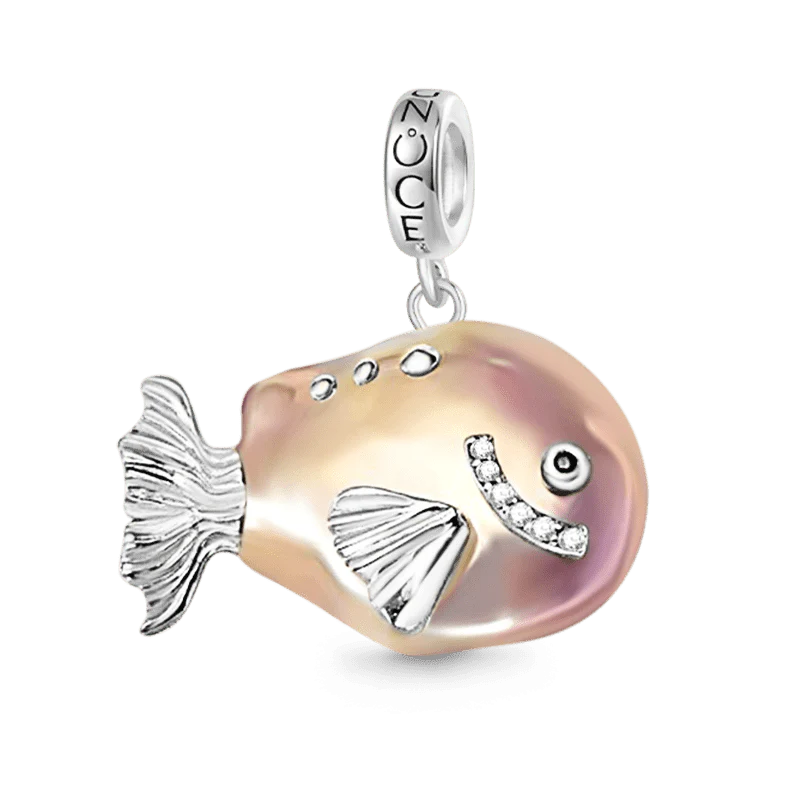 Gnoce Orange Vintage Fish Baroque Pearl Pendant Dangle Charm - Image 2
