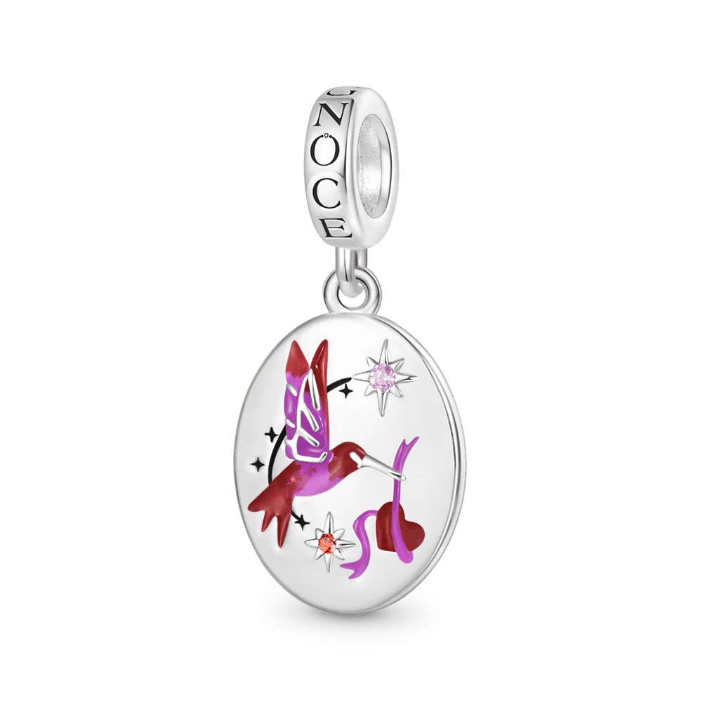 Gnoce Engravable Vintage Hand-Painted Bird Charm Platinum-plated Silver Blend - Image 2