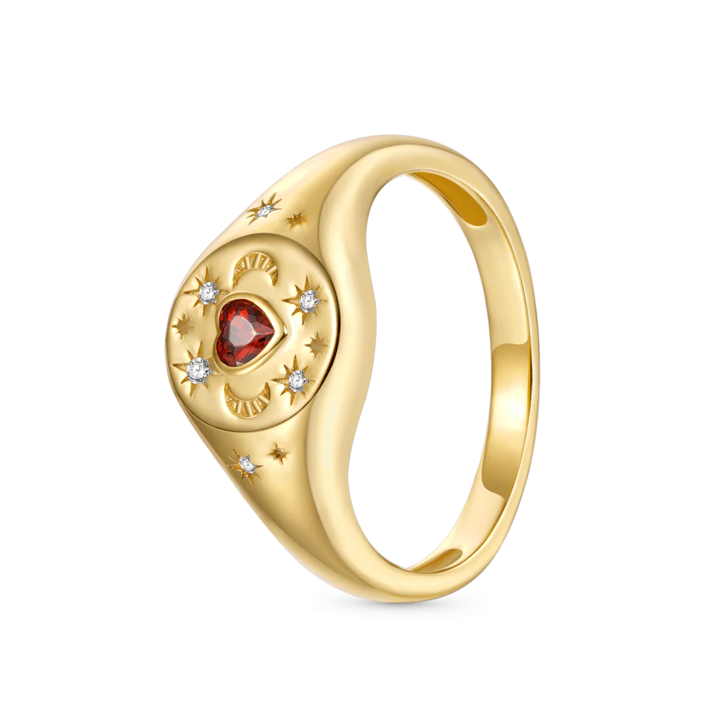 Gnoce Vintage Heart Signet Ring Platinum-plated Silver Blend - Image 2