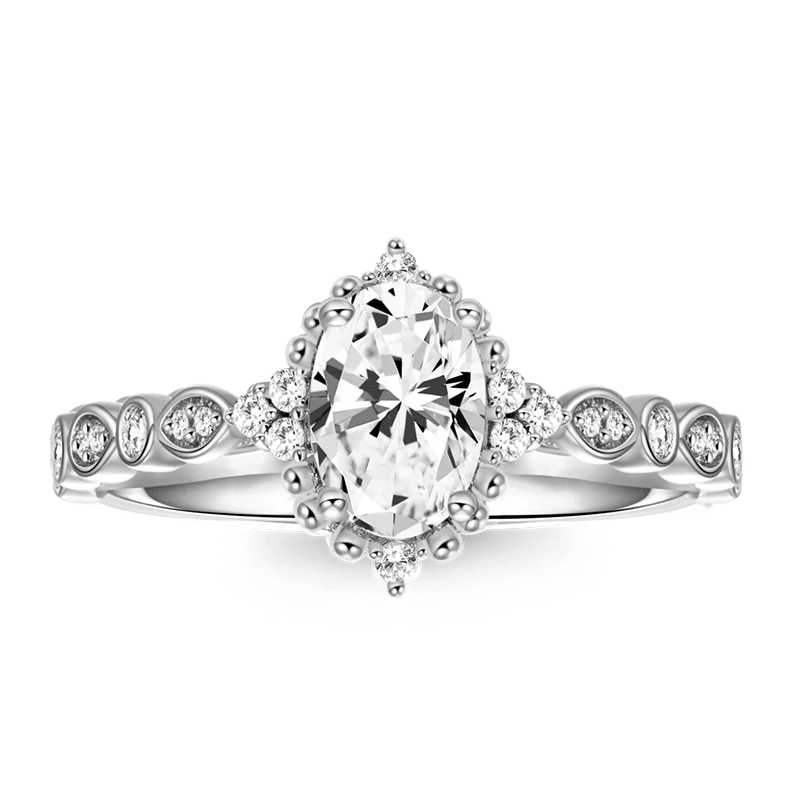 Gnoce Vintage Oval Engagement Ring Platinum-plated Silver Blend