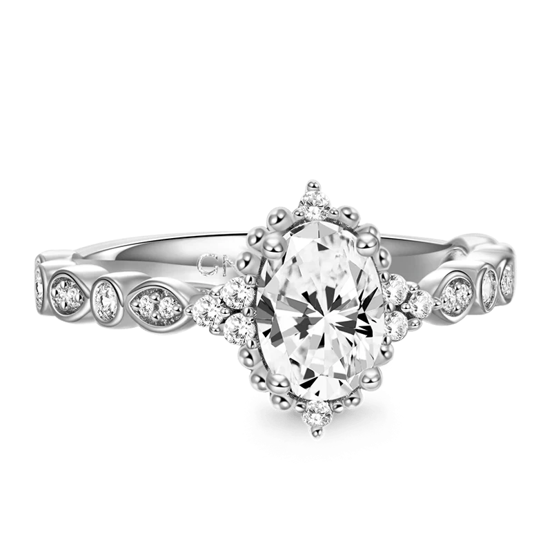 Gnoce Vintage Oval Engagement Ring Platinum-plated Silver Blend - Image 2