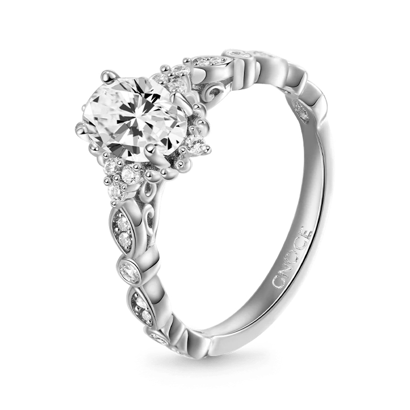 Gnoce Vintage Oval Engagement Ring Platinum-plated Silver Blend - Image 3