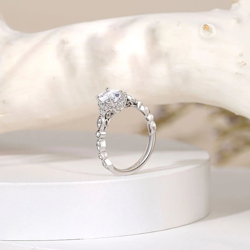 Gnoce Vintage Oval Engagement Ring Platinum-plated Silver Blend - Image 5