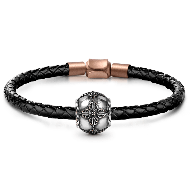 Gnoce Vintage Pattern Men's Charm Platinum-plated Silver Blend