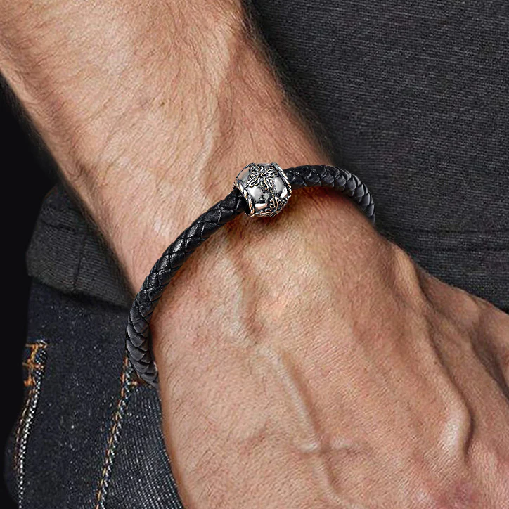 Gnoce Vintage Pattern Men's Charm Platinum-plated Silver Blend - Image 4