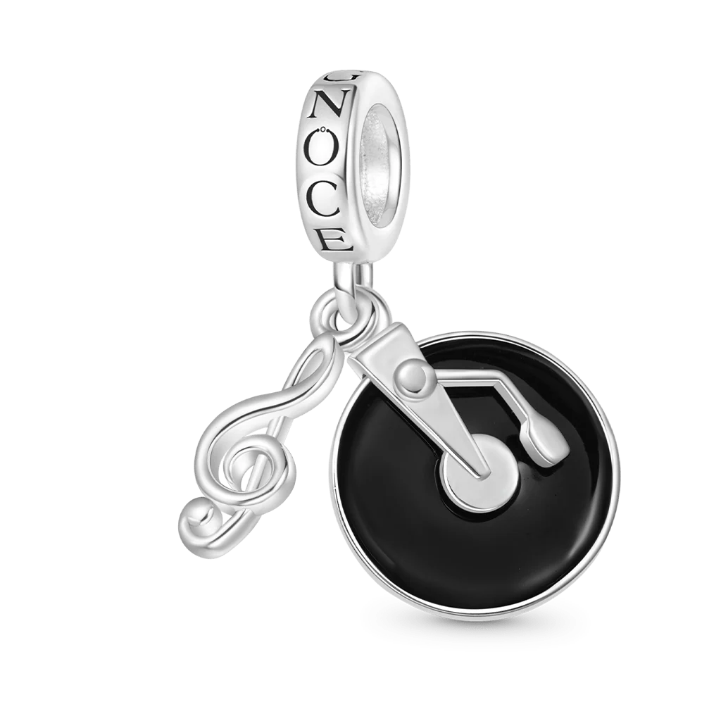 Gnoce Vinyl Disc Music Charm Platinum-plated Silver Blend