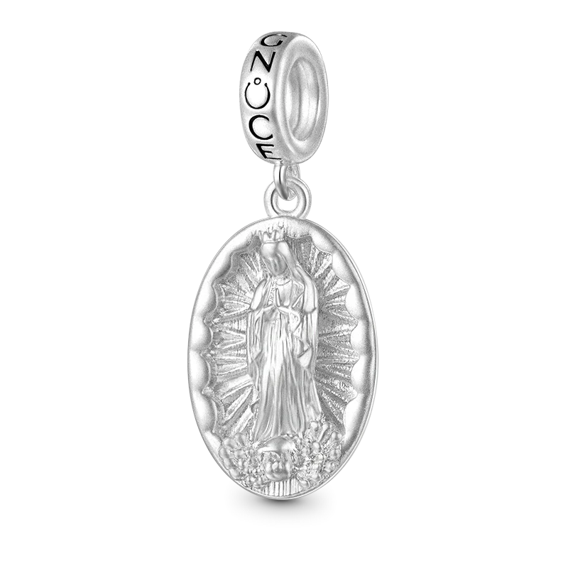 Gnoce Virgin of Guadalupe Charm Platinum-plated Silver Blend