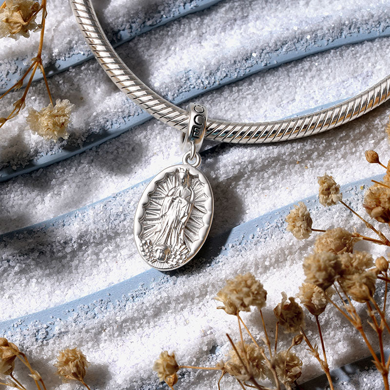 Gnoce Virgin of Guadalupe Charm Platinum-plated Silver Blend - Image 3