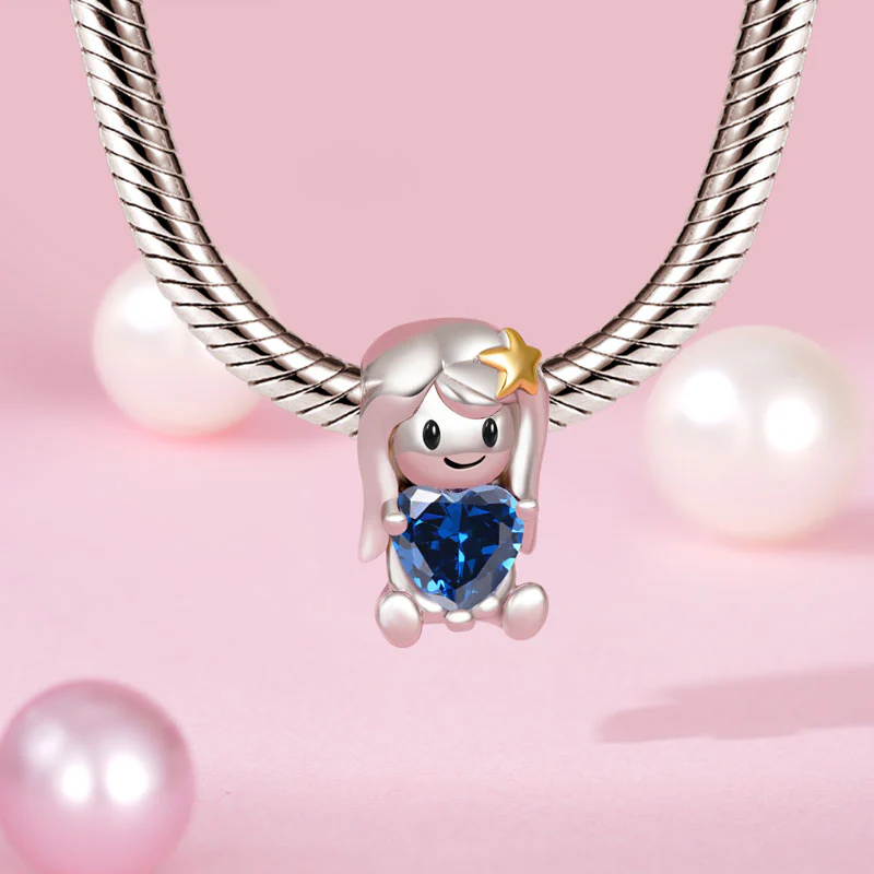 Gnoce Virgo Zodiac Sign Embraces Heart Gem Charm - Image 3