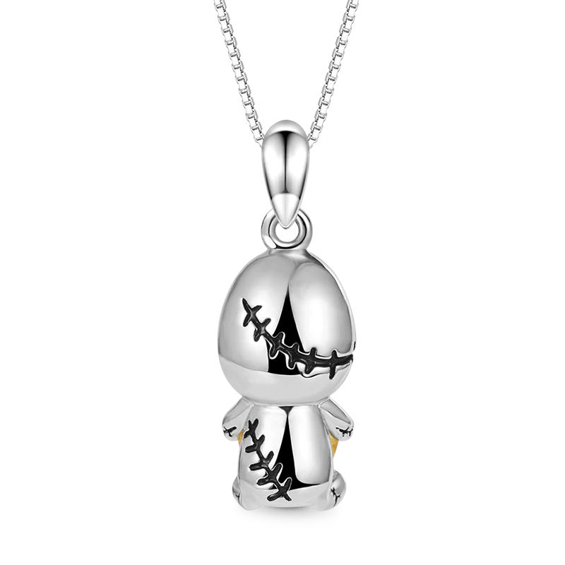 Gnoce Voodoo Doll Embraces Heart Gem Necklace Platinum-plated Silver Blend - Image 2
