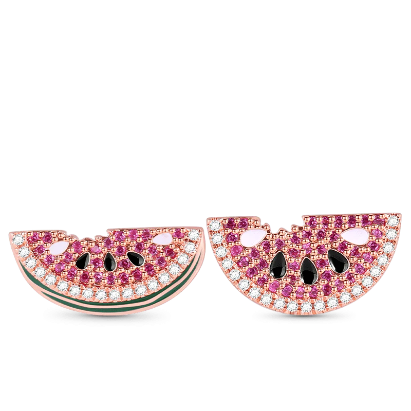 Gnoce Watermelon Stud Earrings Platinum-plated Silver Blend