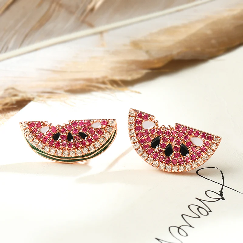 Gnoce Watermelon Stud Earrings Platinum-plated Silver Blend - Image 2