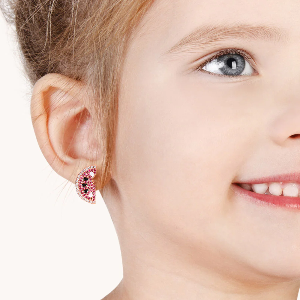Gnoce Watermelon Stud Earrings Platinum-plated Silver Blend - Image 4