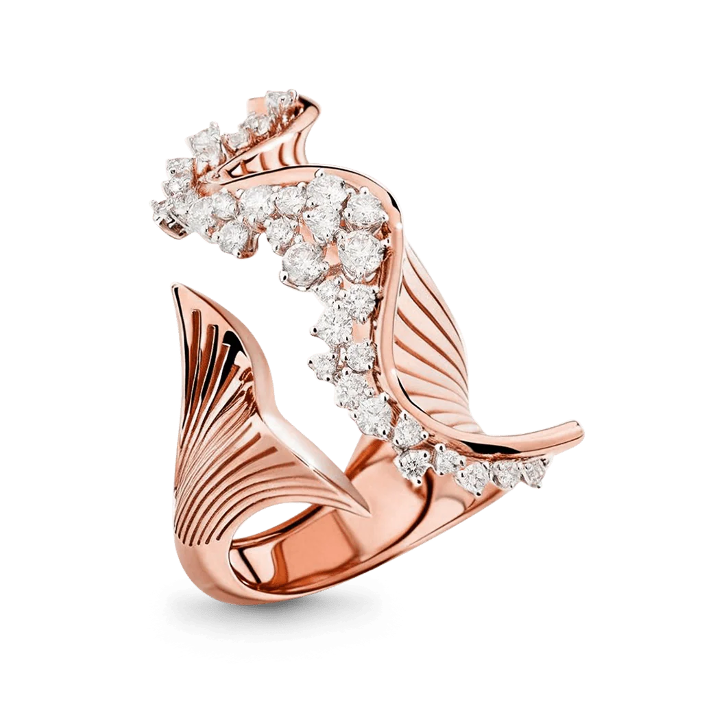 Gnoce Swirl Wave Round-Cut Moissanite Ring - Image 4