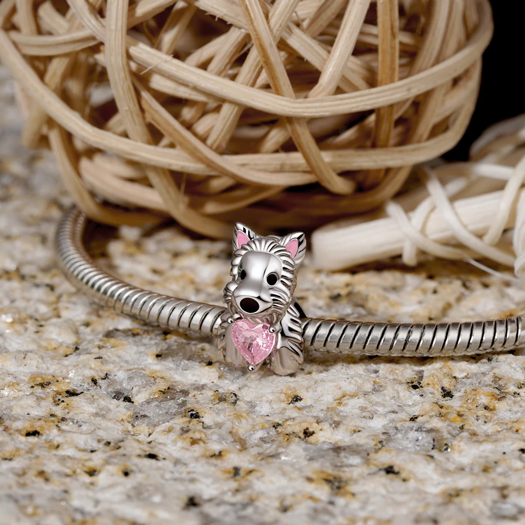 Gnoce West Highland Terrier Puppy Embraces Charm Platinum-plated Silver Blend - Image 4
