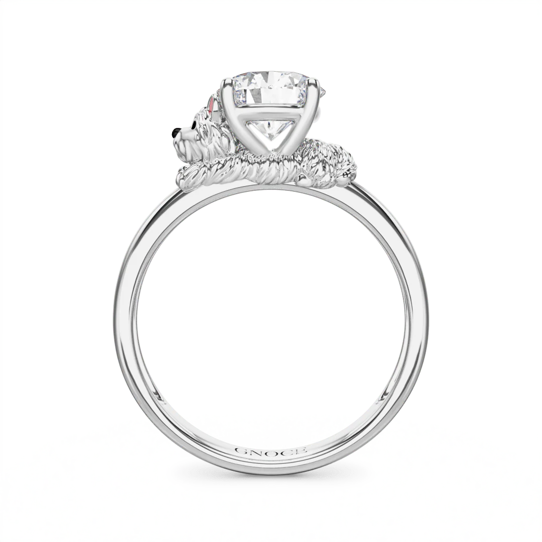 Gnoce West Highland White Terrier Embraces Moissanite Ring Platinum-plated Silver Blend - Image 4
