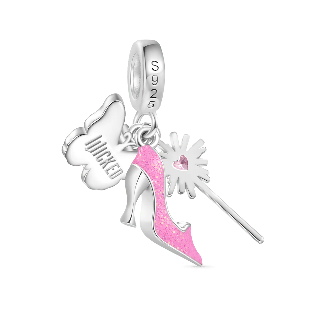 Gnoce Wicked Glinda Bubble Wand Shoe Triple Pendant Dangle Charm - Image 2