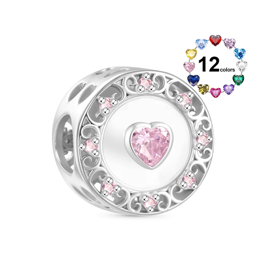 Gnoce Wicked Pink Logo Heart Birthstone Charm - Image 2