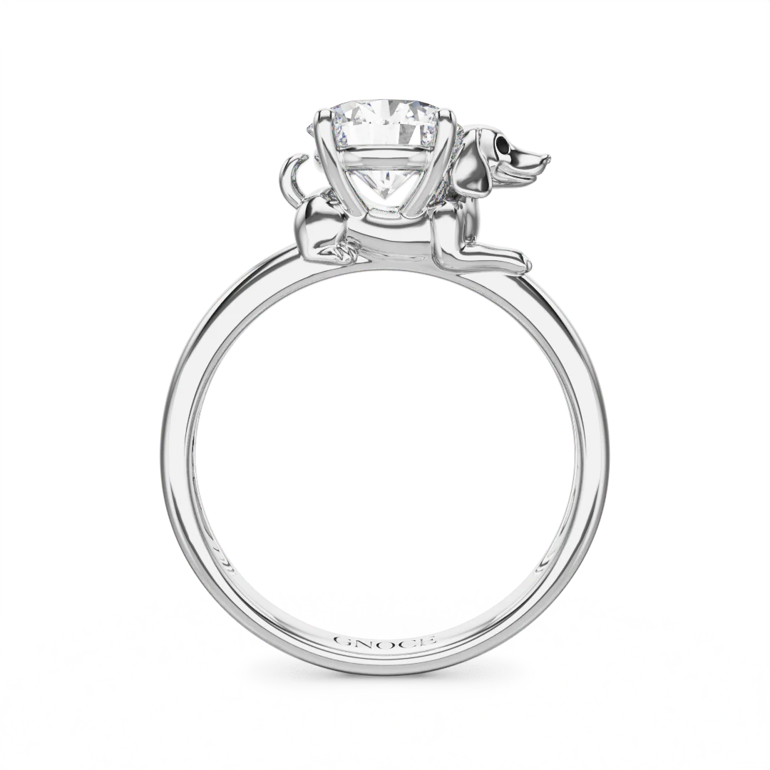 Gnoce Wiener Dog Embraces Moissanite Ring Platinum-plated Silver Blend - Image 5