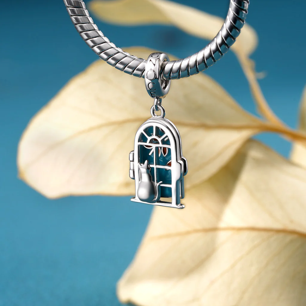 Gnoce Window View Kitten Openable Charm Platinum-plated Silver Blend - Image 4