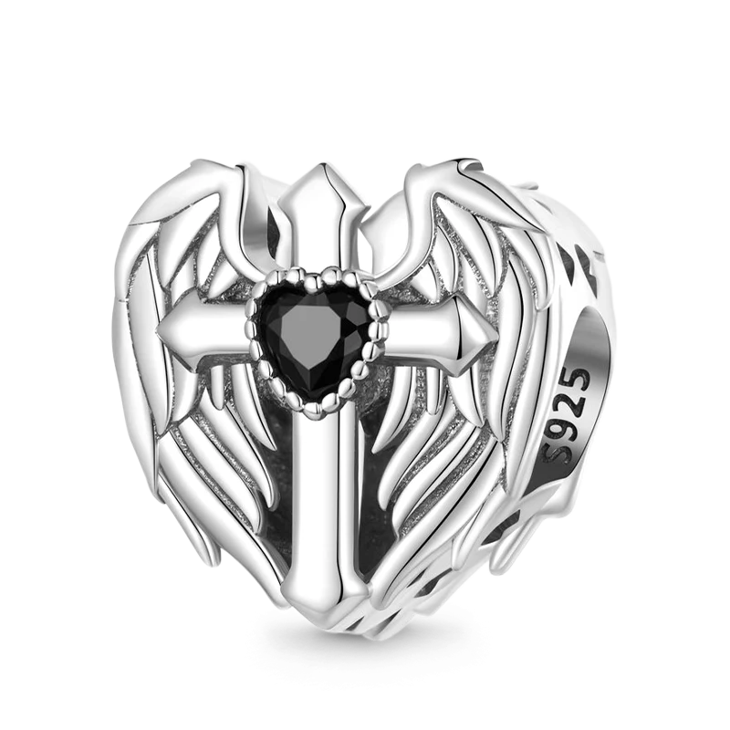 Gnoce Love Wings Cross Heart Charm