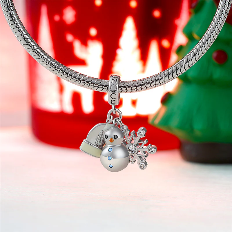 Gnoce Glove, Snowman & Snowflakes Winter Charm Platinum-plated Silver Blend - Image 3