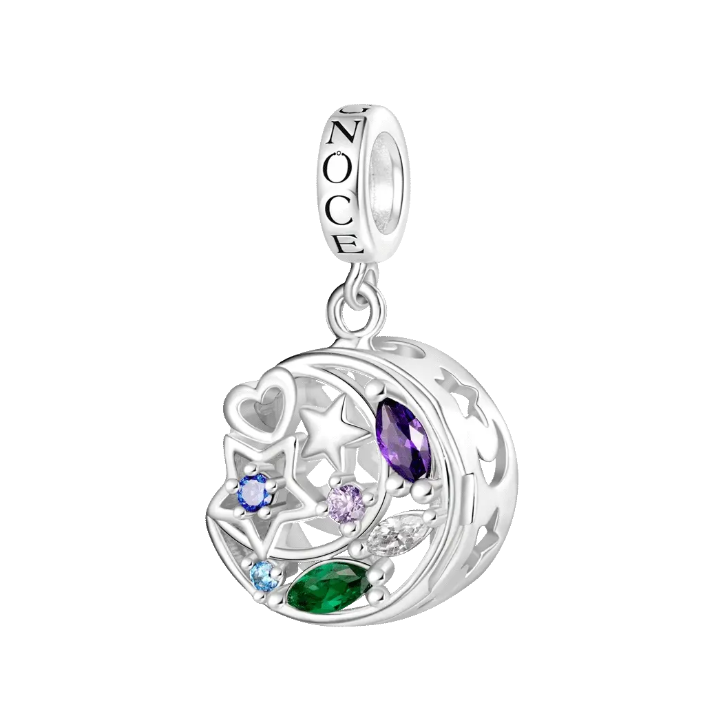 Gnoce Wireless LED Glow Star Moon Charm Platinum-plated Silver Blend