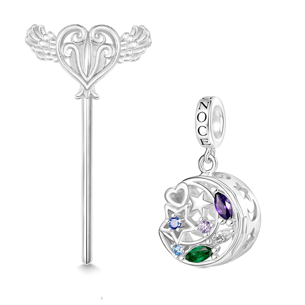 Gnoce Wireless LED Glow Star Moon Charm Platinum-plated Silver Blend - Image 2