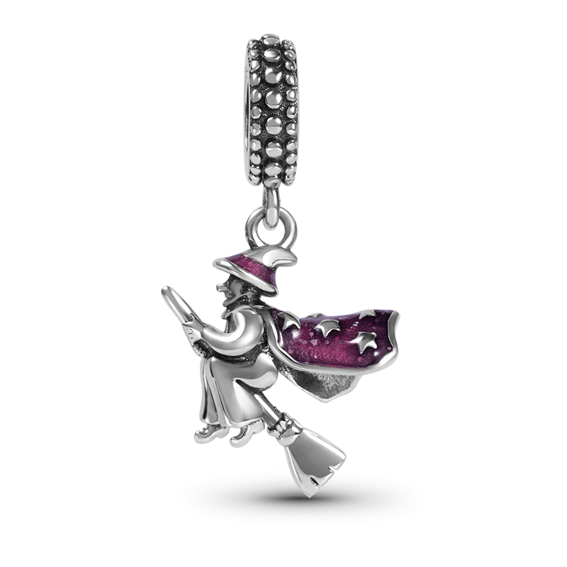 Witch Pendant Dangle Charm Sterling Silver