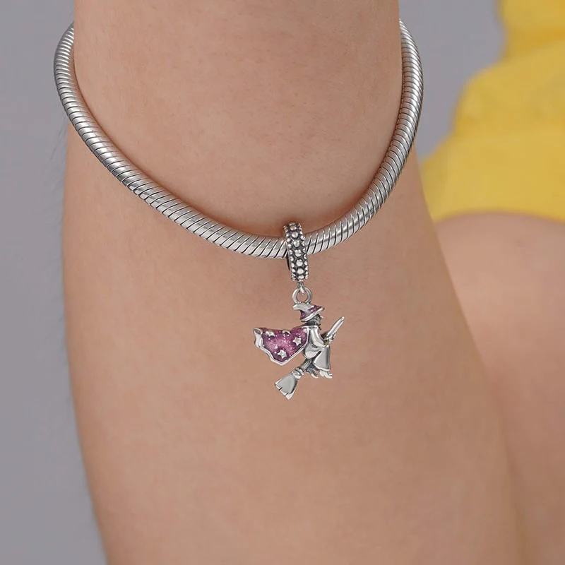 Witch Pendant Dangle Charm Sterling Silver - Image 3