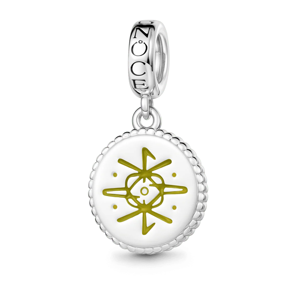 Gnoce  Witch Runes Engravable Charm Platinum-plated Silver Blend