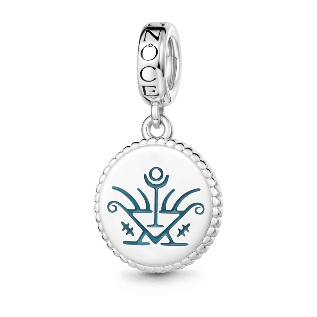 Gnoce  Witch Runes Engravable Charm Platinum-plated Silver Blend