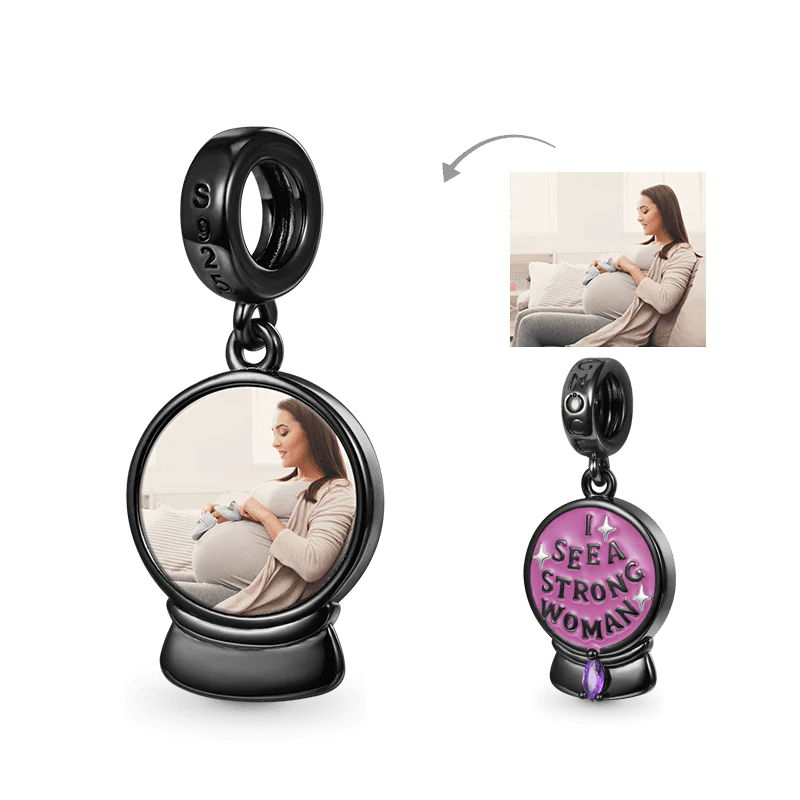Gnoce Woman Power Personalized Photo Charm Platinum-plated Silver Blend