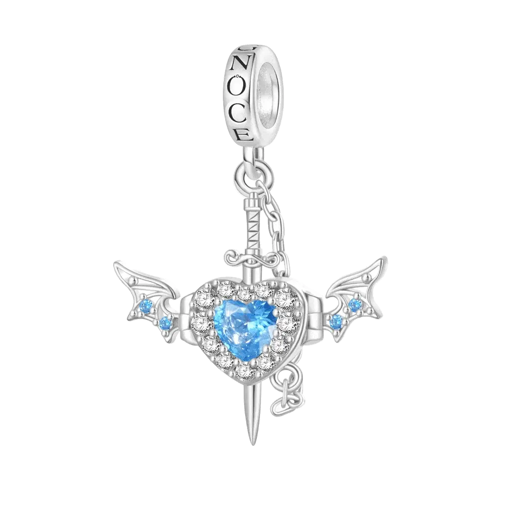 Gnoce Engravable Wounded Heart & Dagger Charm Platinum-plated Silver Blend