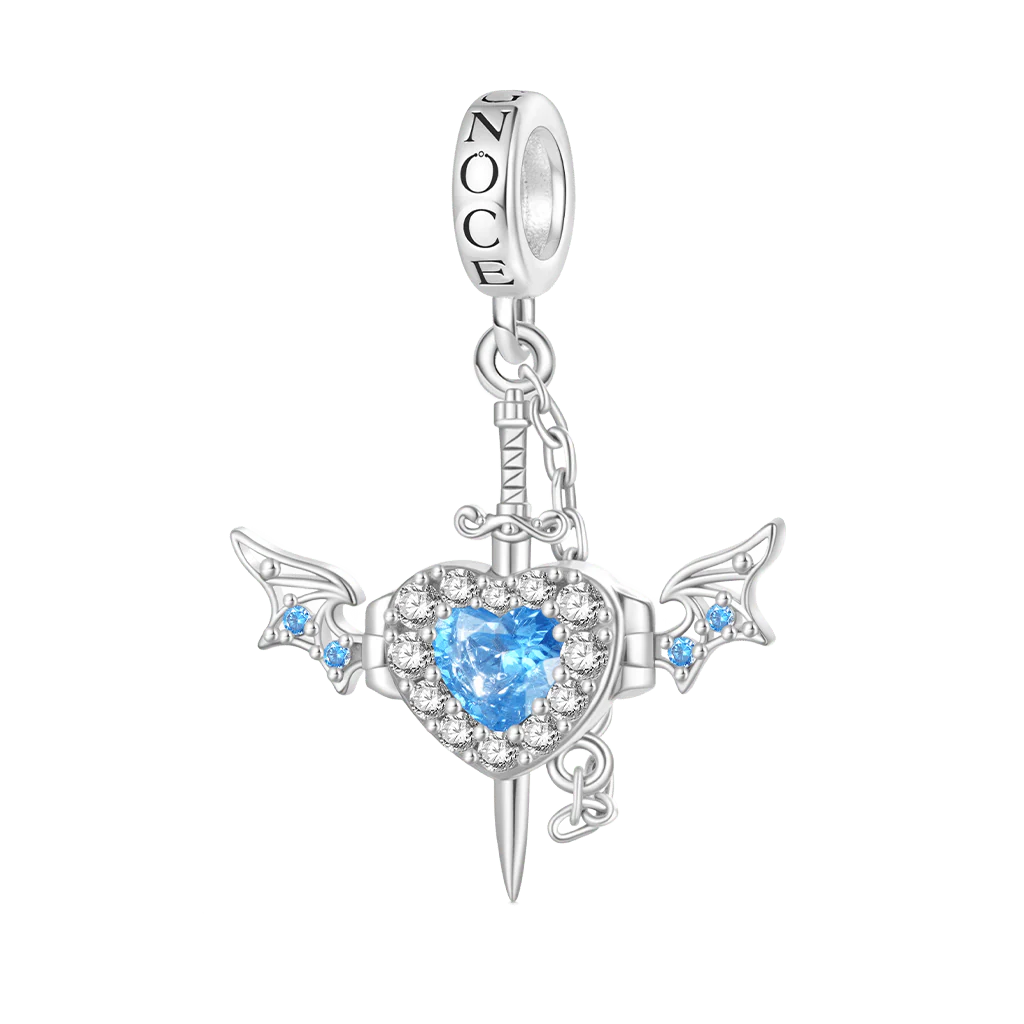 Gnoce Engravable Wounded Heart & Dagger Charm Platinum-plated Silver Blend - Image 3